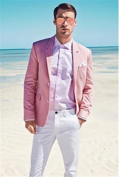 

2PCs Pink Men's Blazer Suit for Wedding Slim fit Business Office Groom Party Jacket Men Suit with Pants Custom Made