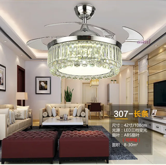 Led Crystal Ceiling Fans Lamp 110 220v Fan 42 Inch 108cm Remote Control 3 Color Temperature Free Shooping In Ceiling Fans From Lights Lighting On