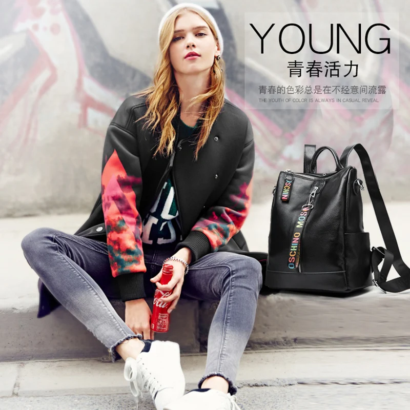 Women 100% Genuine Leather Backpack High Quality Youth Backpacks for Teenage Girls Female School Shoulder Bag Bagpack