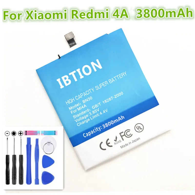 IBTION 3800 мАч BN30 батарея для Xiaomi Redmi 4A запасные аккумуляторы телефонов + Инструменты |