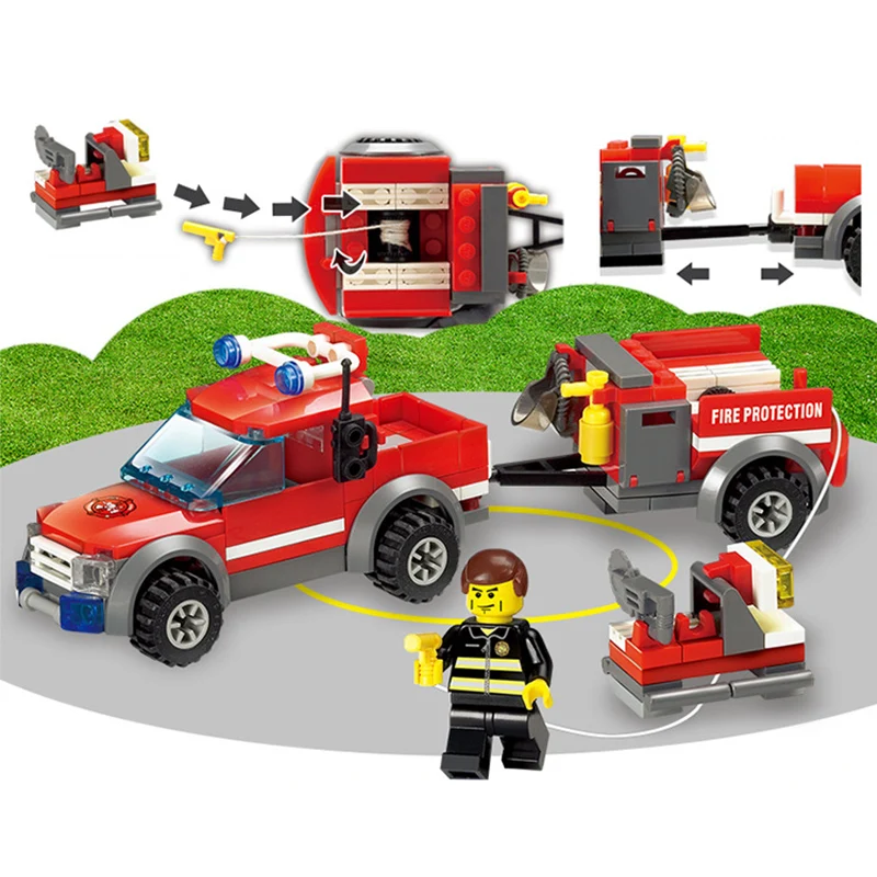 300pcs+ Model Building Fire Department Car Brick Building Blocks Building Kits Classic Toys Compatible with Legoings 300pcs+ Model Building Fire Department Car Brick Building Blocks Building Kits Classic Toys Compatible with Legoings