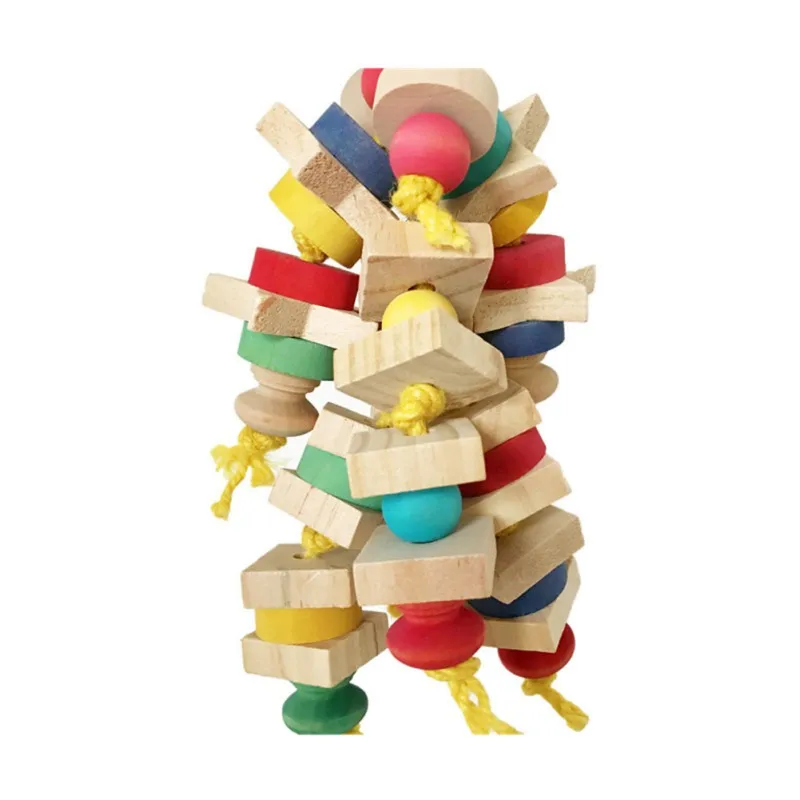 Colorful Parrot Chew Toys Wooden Blocks String Toy Pet Bird Toys Hanging Swing Cage Climbing Ladder Birds Pet Products