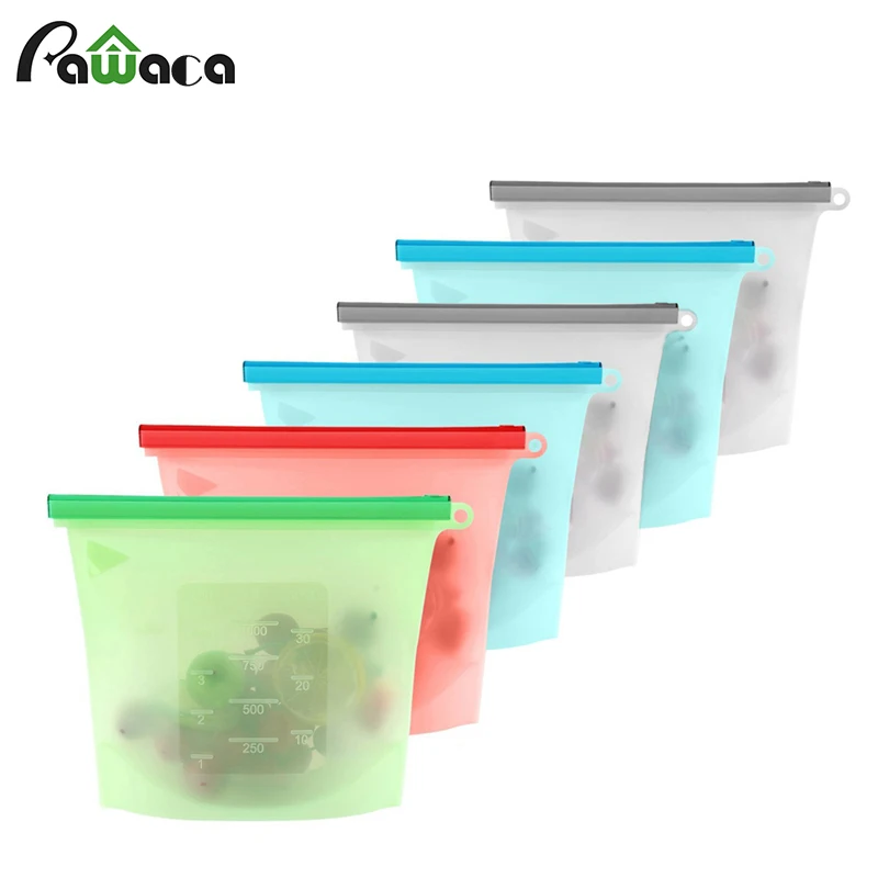 

Silicone Food Storage Bag Reusable Vacuum Food Bag Sealer Fruit Meat Storage Bags Ziplock Food Saver Bags Fridge Food Containers