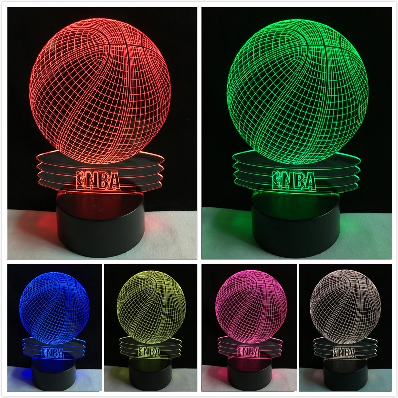 

Creative Visual 3D NBA Basketball Led Night Light 7 Color Home Table Party Plub Bar Decor Lamp Boys Son Man Kid Favor Best Gifts