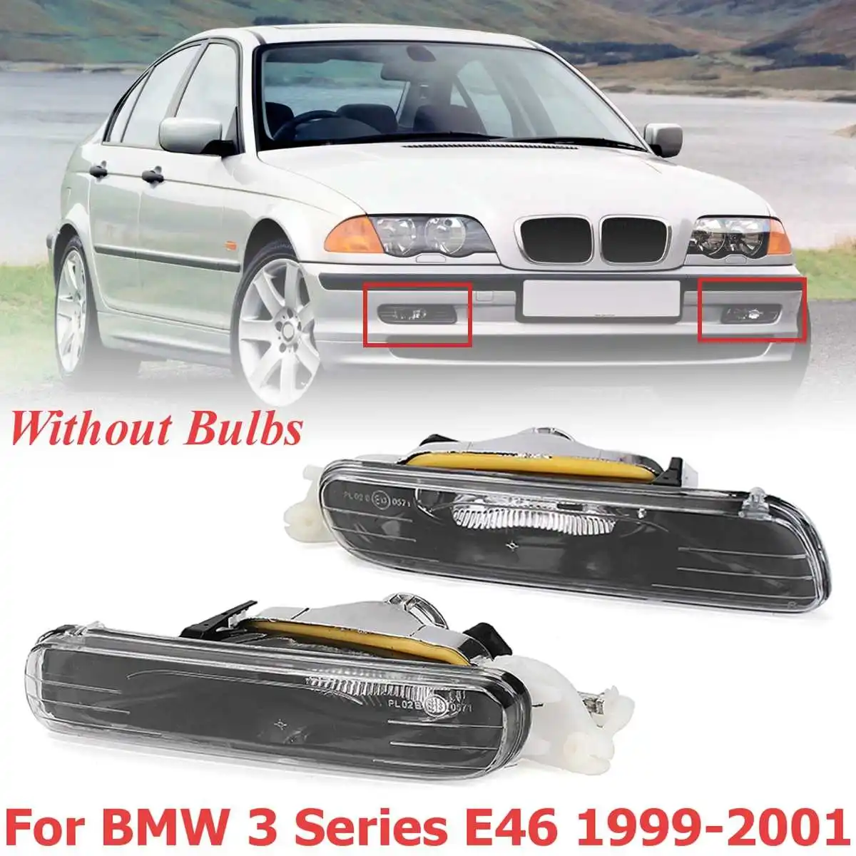 

Car Front Fog Light For E46 323i 325i 328i 330i 1998 1999 2000 2001 3 Series 4Door Front Bumper Fog Lamp Headlight Foglights