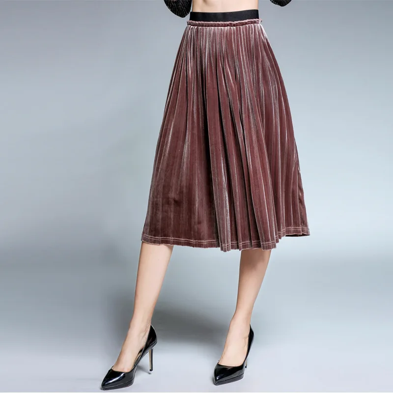 

Kerrilado New Fashion Spring Autumn Winter Plus Size Underdress Accordion Pleated Woman Skirt Thin Tall Fat Female L-4xl AD04