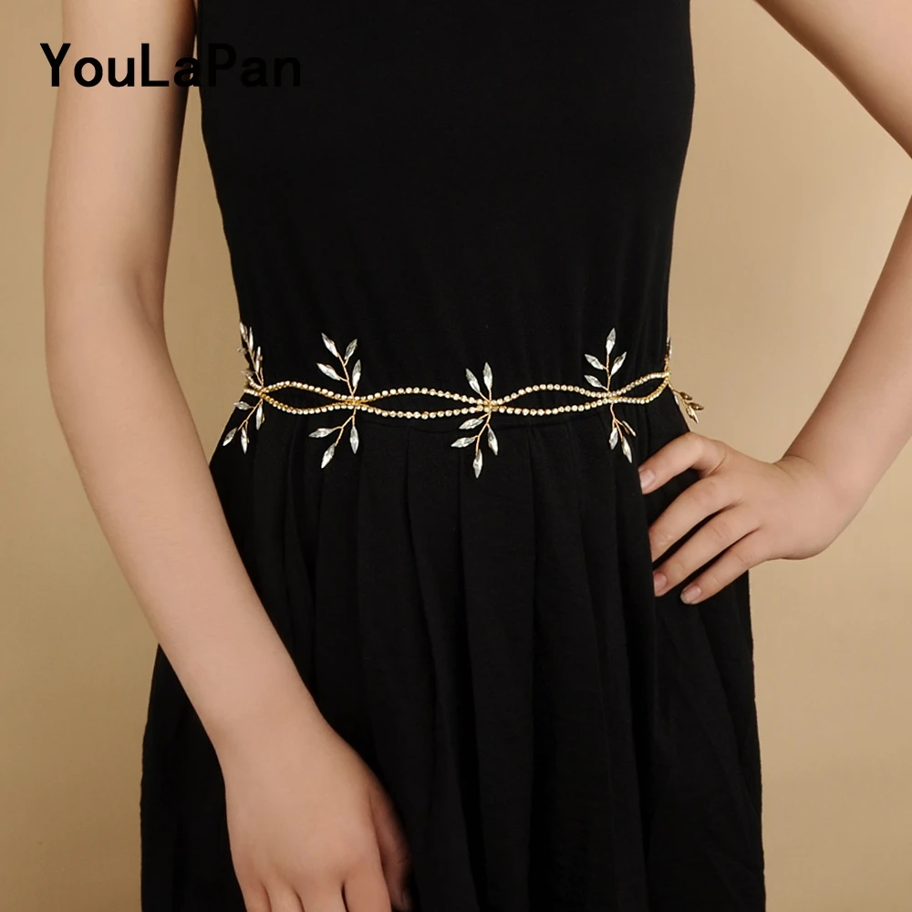 

YouLaPan SH74 rhinestone belt for dress gold formal belt gold jeweled belts for women glitter belt dressy womens belt