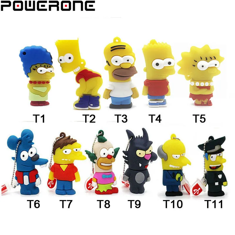 

POWERONE Bart Simpson Mouse Wolf 4GB 8GB 16GB 32GB 64GB Memory Stick U Disk PenDrive Homer Pen Drive USB Flash Drive