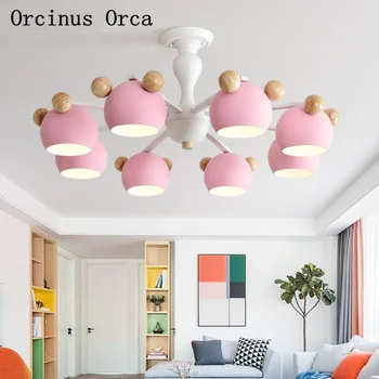 

Cartoon Creative Color Chandelier Boys and Girls Bedroom Children's Room Lamp Nordic Modern Simple LED Pink Chandelier