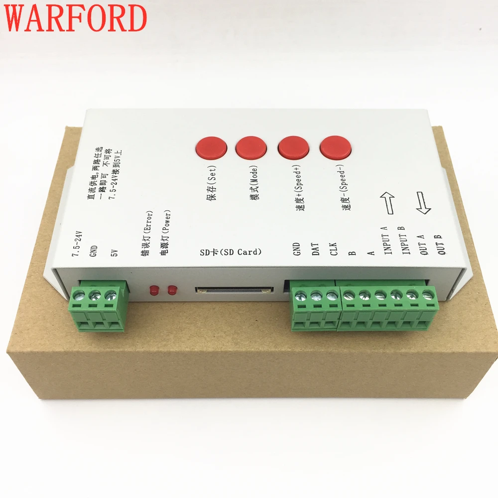 T1000S SD карты WS2801 WS2811 WS2812B LPD6803 светодиодный 2048 контроллер пикселей DC5 ~ 24 V T 1000S RGB