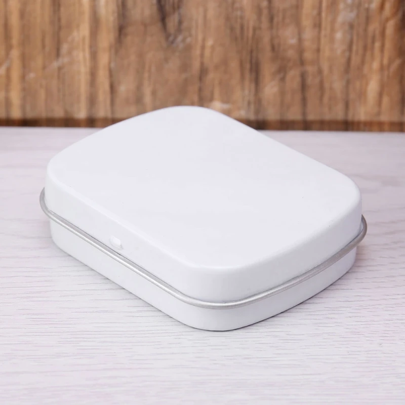 

Storage Box Mini Jewelry Candy Coin Key Organizer Tin Flip White Gifts Packing