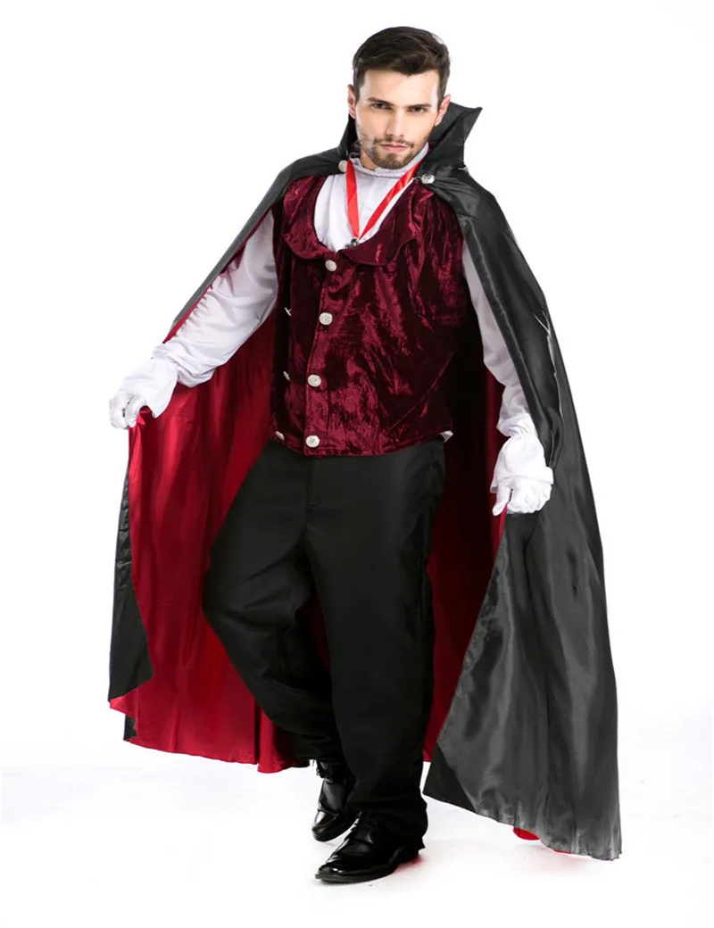Male Cosplay Magician man Cloak Vampire Movies costumes Halloween Earl