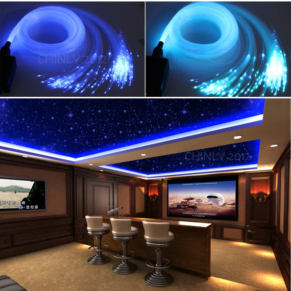 

LED Multi-Color Fiber Optic Star Ceiling Light Kit 0.75mm 2M 3M 4M 5M 100pcs optics fiber+16W RGB Light Engine+28Key Remote