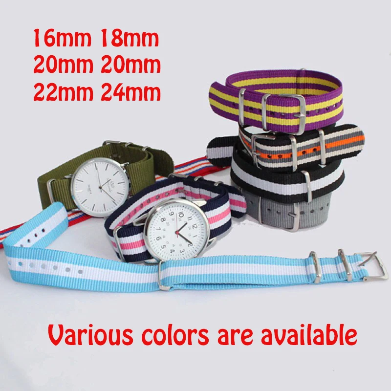 

Watchband Nato Nylon Watch Band Various Colors Choose for Belt Wristband Gift 16/18/20/22/24mm dw Watch Strap for Boys and Girls