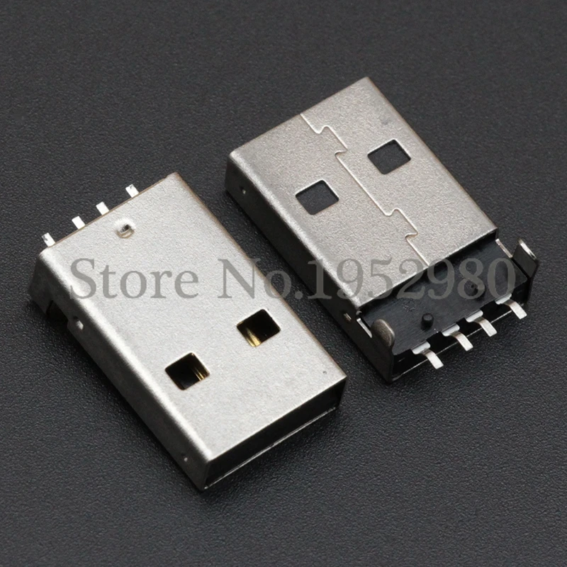 10 шт. USB 2 0 разъем штекер AM 180 градусов 4 контакта офсетный черный пластик для