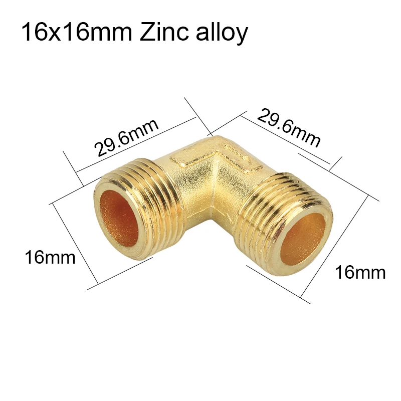 2 шт. сплав/Чистая медь Резьбовая труба под прямым углом фитинги однонаправленного клапана для безмасляного воздушного компрессора воздуха головки цилиндра - Цвет: 16x16mm Zinc alloy
