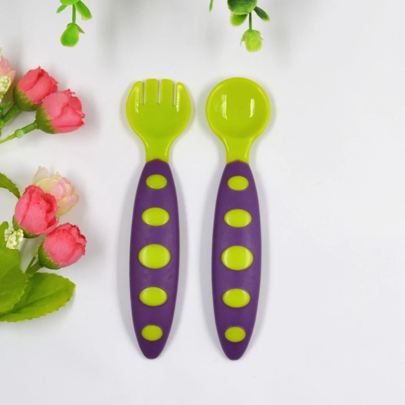 2pcsset colorful baby spoon fork infant utensils flatware safe feeding 2pcsset colorful baby spoon fork infant utensils flatware safe feeding