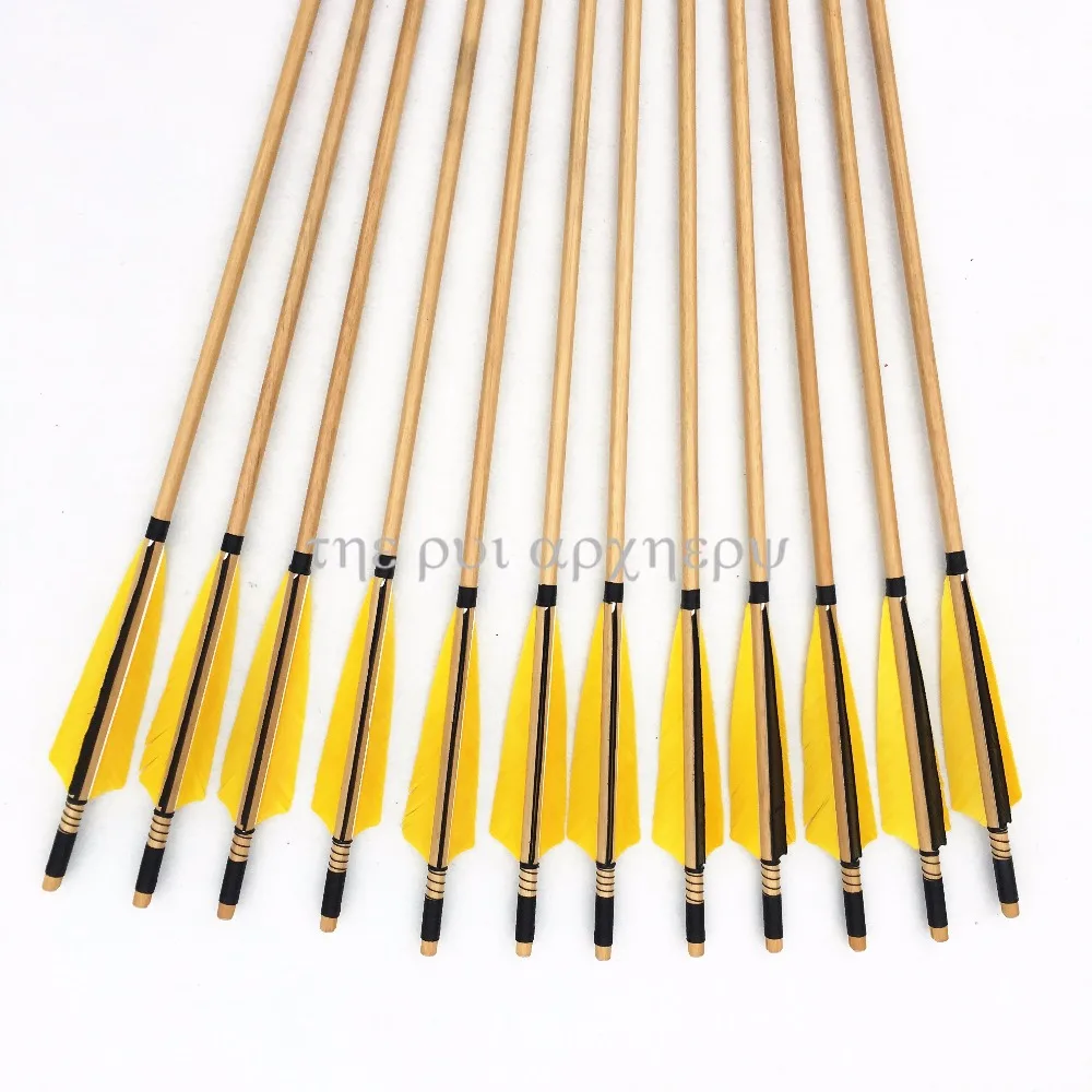 Günstige Für Recurve Bögen mit Splitter Punkt shooting32inch 6 12 24 stücke Handmade Holz Pfeile Bogenschießen Fasan Federn