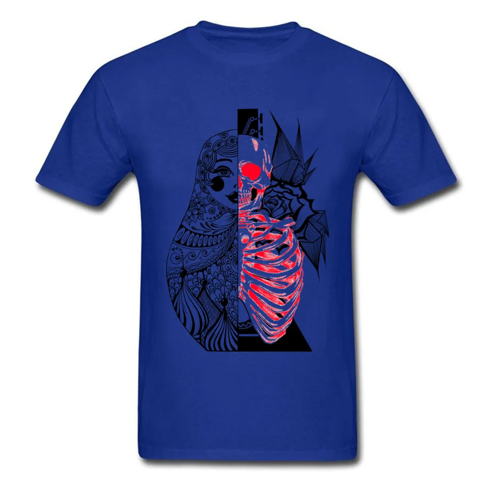 Adult 2018 Hot Sale Tees O-Neck Summer Fall 100% Cotton Top T-shirts Simple Style Short Sleeve Macabre Matryoshka Sweatshirts Macabre Matryoshka blue