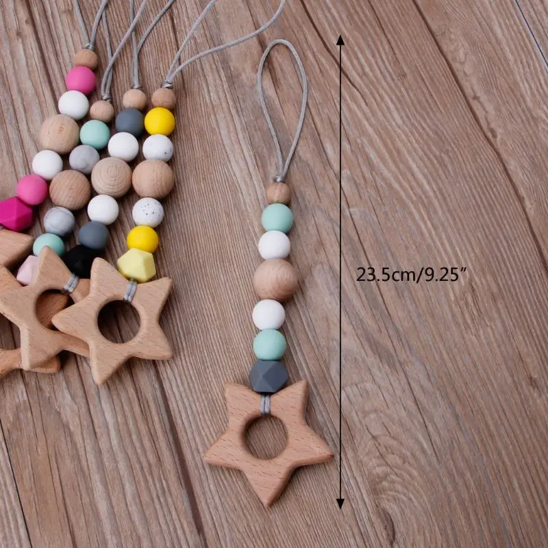 

Baby Nursing Rattle Teether Natural Chewable Rings DIY Pendant Baby Play Gym Montessori Toys Shower Gift For Teething
