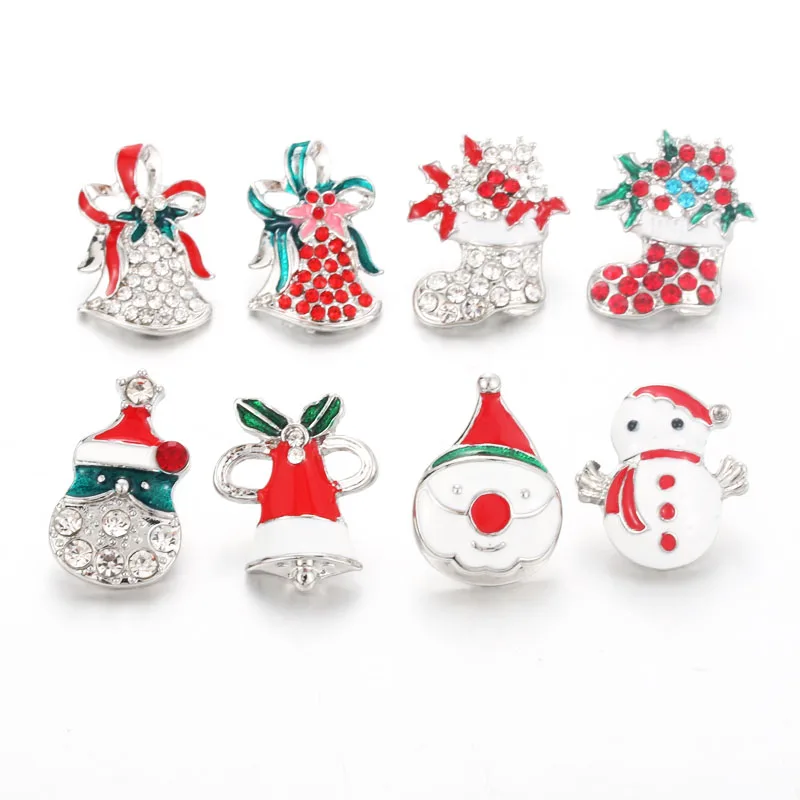 

Christmas 10pcs/lot Mixed 18mm snap button jewelry Metal Rhinestone button snaps fit snap button bracelet Jewelry Wholesale
