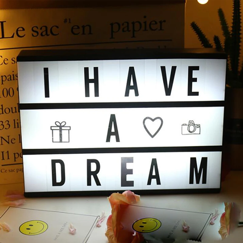 2018 New A4 Size LED Combination Night Light Box Lamp DIY BLACK Letters Cards USB PORT Powered Cinema Lightbox For WeddingParty (3)