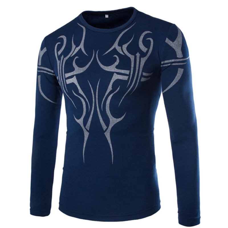 Новая Англия Стиль Мужчины Мода Печати С Длинным Рукавом Футболка Sportwear мужчины
