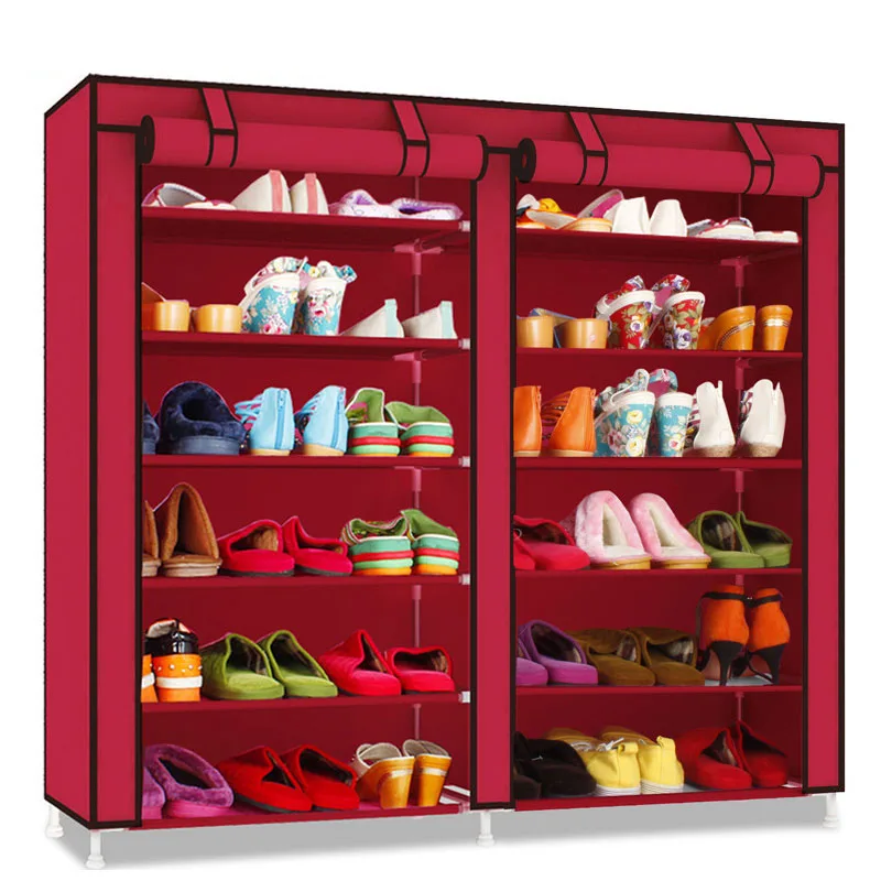 

Minimalist Shoe Rack Double Row 6 Layer Thicken Oxford Cloth Shoe Cabinet Dustproof Shoe Organizer Storage Furniture
