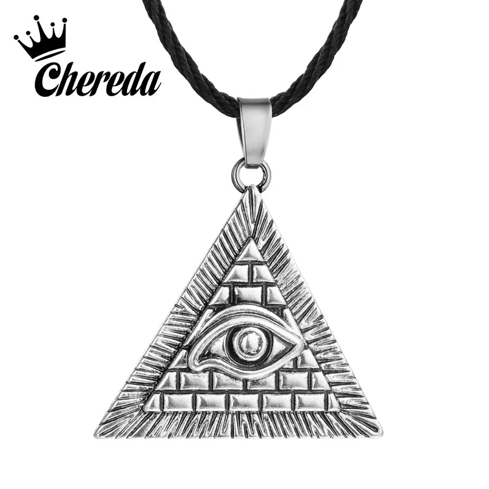 Chereda Египетский Египет Пирамида Подвески для мужчин в стиле Панк Веревка Цепи ожерелья треугольник сглаза Иллюминаты ювелирные изделия