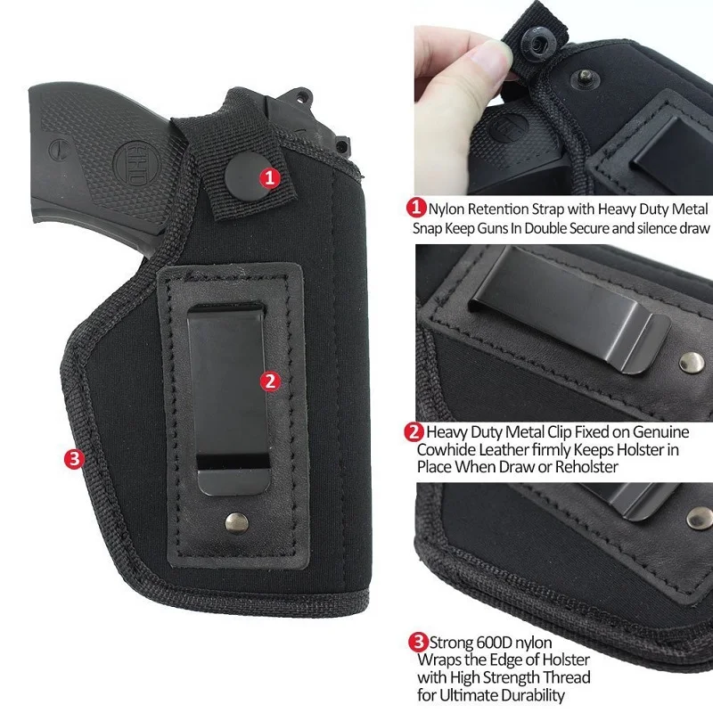 

CQC Portable Gun Holster Tactical Hunting Bags Hunt Carry Pouch Holder Bag Concealed Holsters for Compact Subcompact Handgun