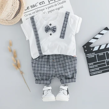 

HYLKIDHUOSE 2019 Summer Toddler Infant Clothes Suits Baby Boys Clothing Sets Shirt Strap Shorts Kids Children Casual Costume