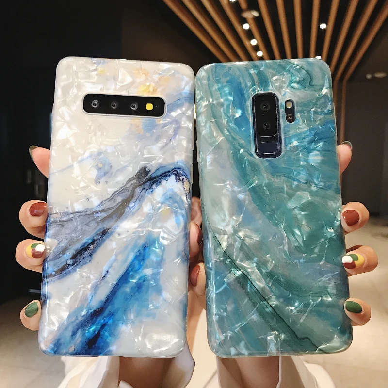 

Retro Flowing Granite Marble Stone Case For Galaxy S8 S9 S10 Plus Soft TPU Case for Samsung Note 8 9 Crystal Back Cover Art Case