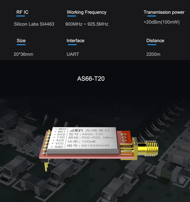 915 мГц SI4463 | SI4432 Pass-through Модуль UART Беспроводной последовательный Порты и разъёмы приемопередатчик данных модуль 2200-метровое расстояние