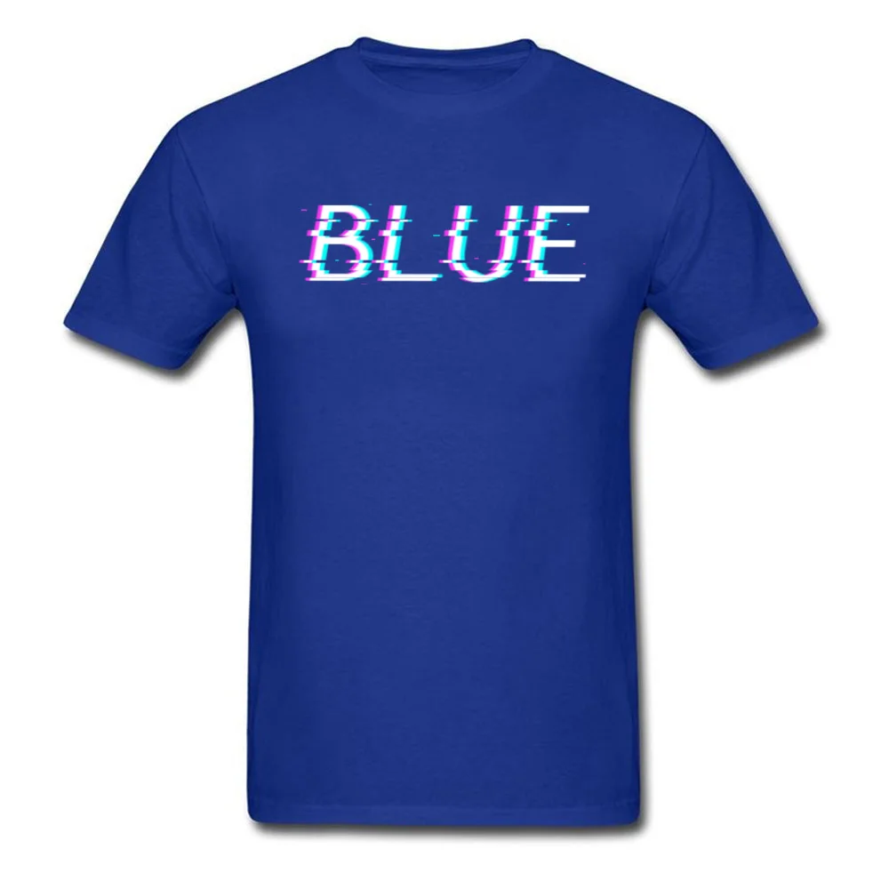 Glitch Blue Personalized Tops Tees Short Sleeve for Men 100% Cotton Father Day O Neck T Shirts Slim Fit T Shirts Funky Glitch Blue blue