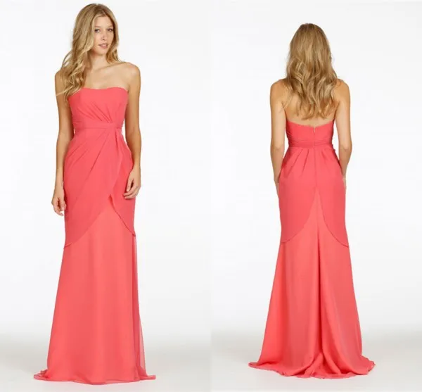 2016 New Arrival Strapless Floor Length Double deck Rose Red Chiffon Backless A line font b