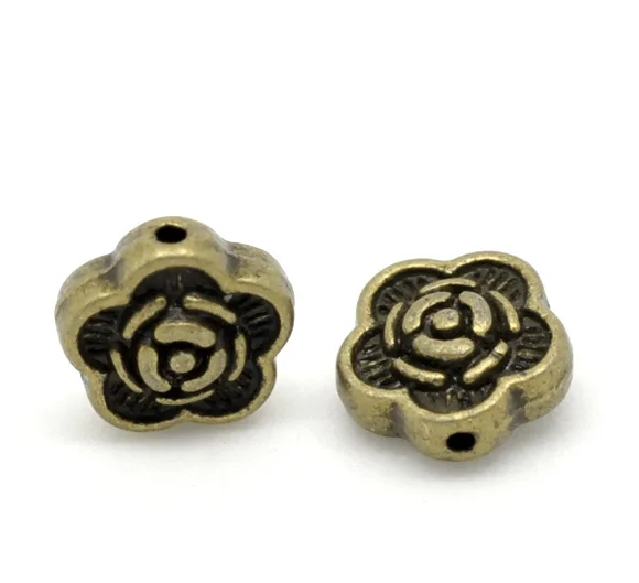 

Zinc metal alloy Spacer Beads Flower Antique Bronze FlowerColor Plated About 7mmx7mm,Hole:Approx 1mm,20 PCs new
