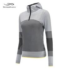 Женская свободная Спортивная футболка с надписью «Mermaid Curve», топы для занятий йогой и фитнесом, футболки для бега из полиэстера