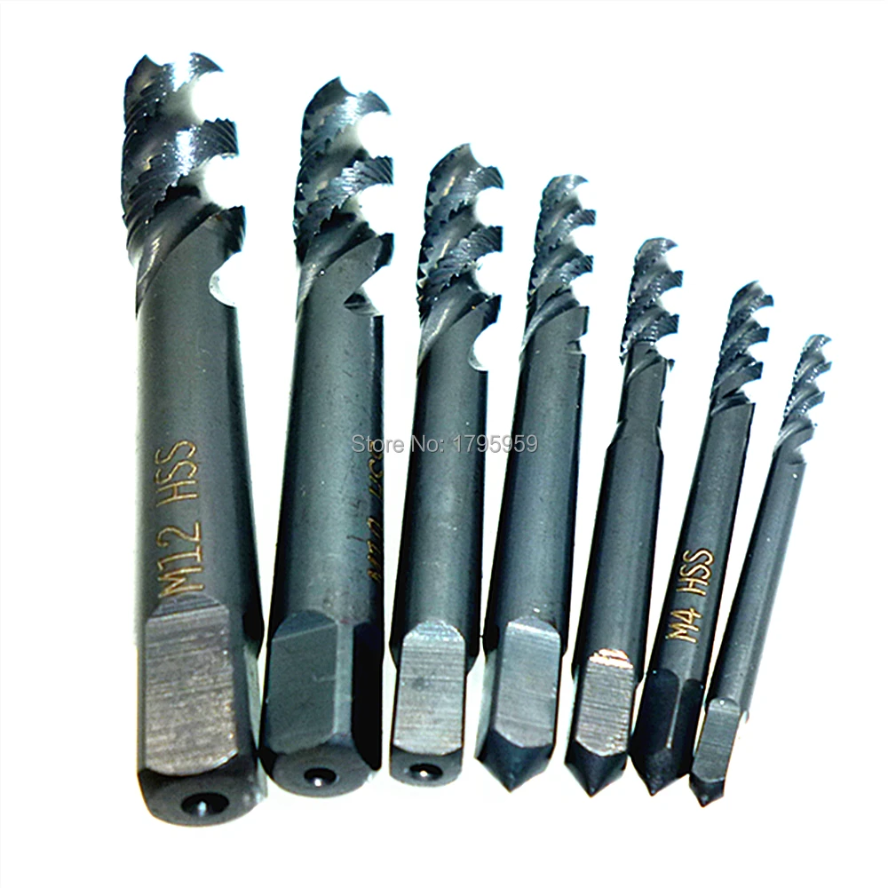 7pc Screw Thread Tap Set Nitriding Coated Metric Spiral Flute Tap