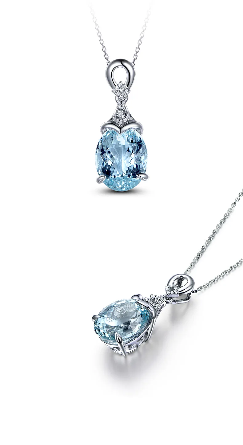 

Elegant Sky Blue AAA Zircon Oval Pendant and Ladies Necklace New 925 Sterling Silver Filled Birthstone Collar Gift