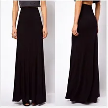 WBCTW сезон: весна–лето больших Размеры высокий эластичный пояс Макси хлопок полной длины юбка стрейч длинное Для женщин юбка