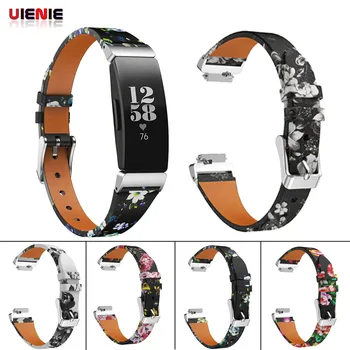 

Bracelet Flower Strap Watch Band Leather peony Print bracelet for Fitbit inspire Replacement Watch Accessories Wristbands Straps