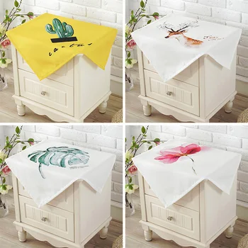 

Cactus plant pattern yellow tablecloth Nordic Simple ins tablecloth Waterproof and oil-proof bedside cabinet cover 60x60cm