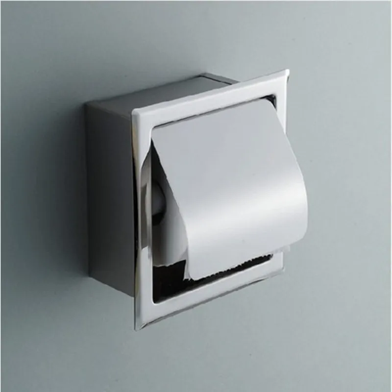 Stainless steel roll holder Recessed wall embedded toilet paper holder