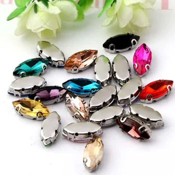 

17*32mm 50pcs/pack Horse eye sew on rhinestone high-quality Crystal glass with silvery D shape claw DIY fashion accessories YJ48
