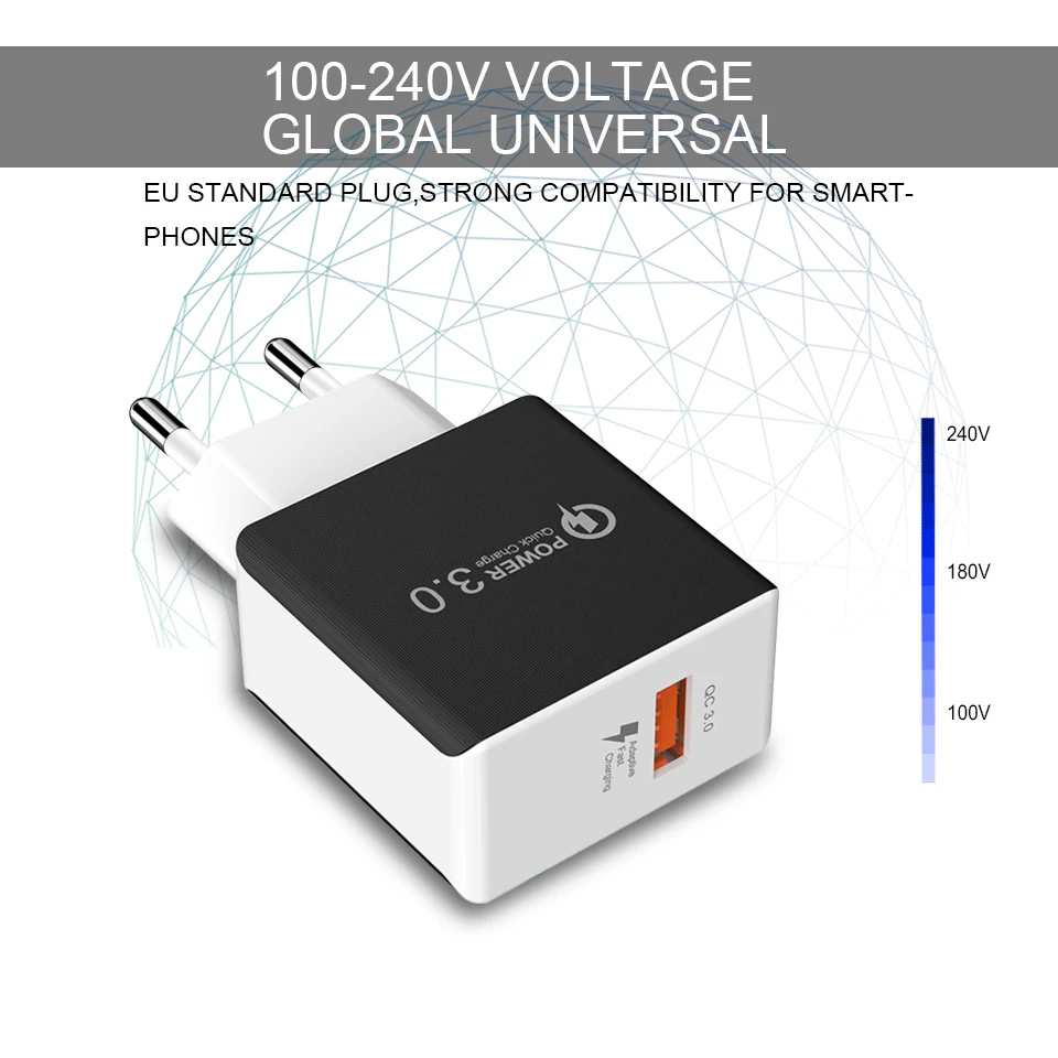KIROGI QC 3 0 USB быстрое зарядное устройство для телефона дорожный настенный адаптер 18