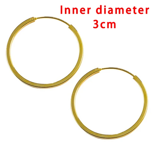 5 размеров, 925 пробы серебряные Модные Простые большие маленькие серьги-кольца, хорошее ювелирное изделие для женщин - Цвет камня: Gold 3cm