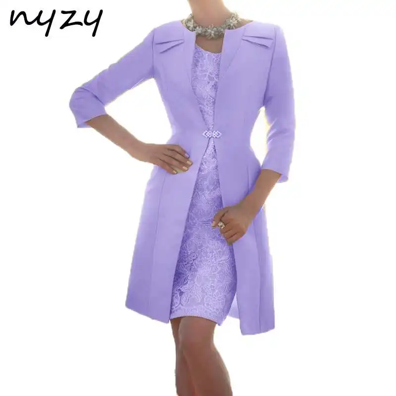 NYZY M119, розовое платье крестной матери, свадебное платье для матери невесты, элегантные костюмы из 2 предметов с жакетом - Цвет: lilac