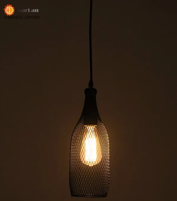 Винтаж железная фляга Форма Подвесная лампа для дома E27 держатель лампы подвесной светильник черного цвета для фойе/Кофе дом/обеденный зал(DX-50