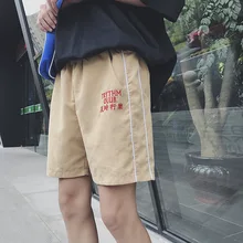 Хлопковые шорты с эластичной резинкой на талии для мужчин; модные летние прямые шорты в японском стиле; Дышащие Короткие шорты до колена; Hombre