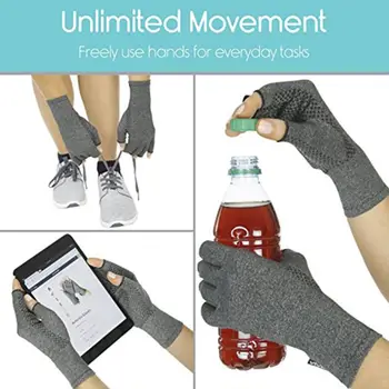 

1 Pair Women Men Unisex Hands Arthritis Gloves Half Finger ReduceTenosynovitis